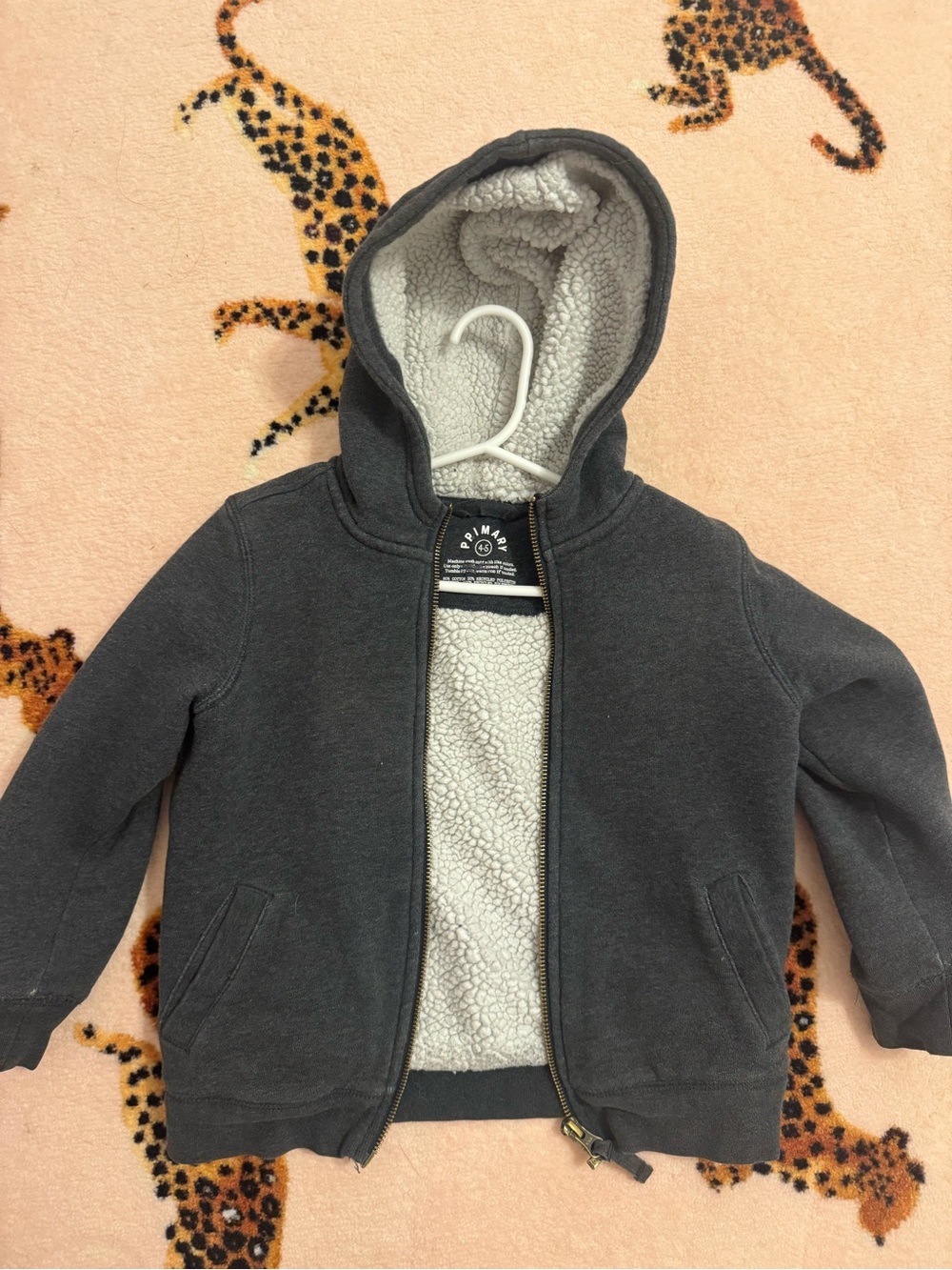 Primary Hooded Sherpa-Lined Zip Jacket - Charcoal 4/5
